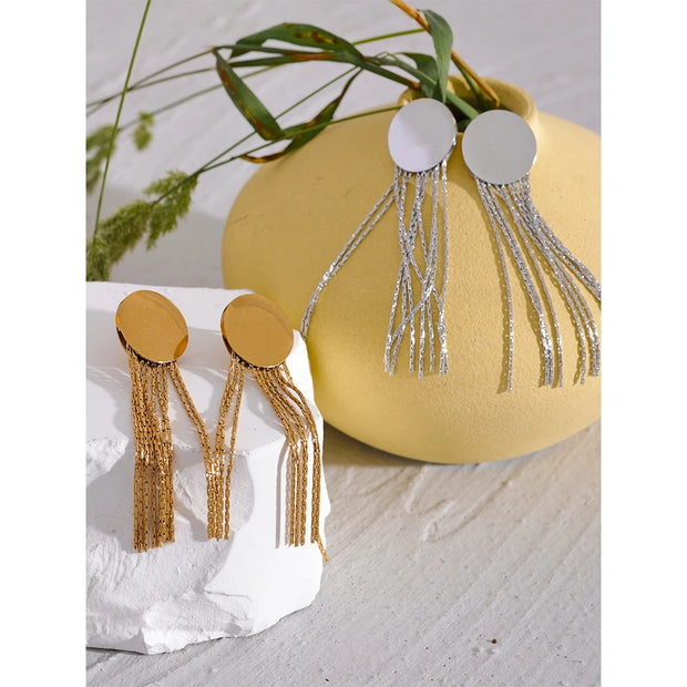 Golden Tassel Dangle Earrings