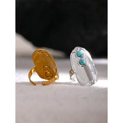 Geometric Stone Adjustable Large Open Ring