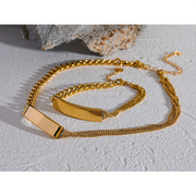 Square Pendant Necklace Bracelet Set