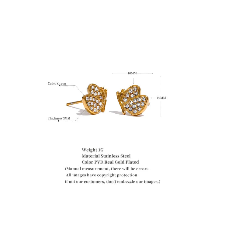 Mini Butterfly Zirconia Stud Earrings