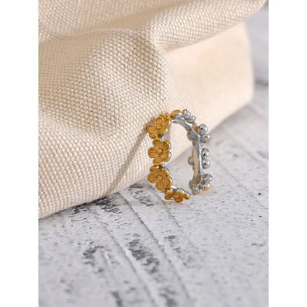 Gold Silver Color Flower Ring