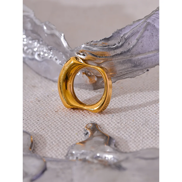 Geometric Gold Color Cast Ring