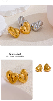 Stainless Steel Heart Stud Earrings