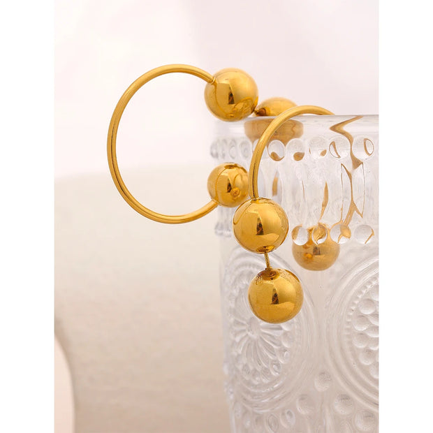 Metal Ball Temperament Hoop Earrings