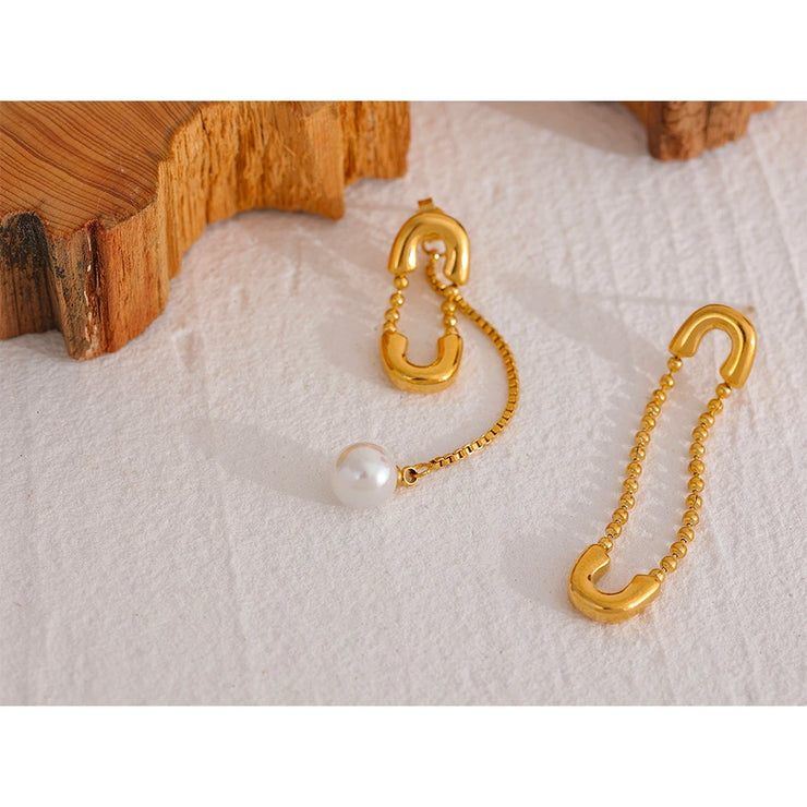 Asymmetrical Pearl Drop Earrings