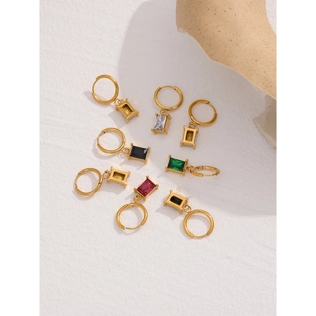 Colorful Zirconia Huggie Hoop Earrings