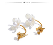 Pearl Flower Zircon Stud Earrings