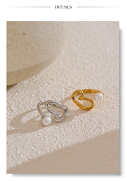 Heart Hollow Pearl Adjustable Ring