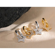 Star Drop Zircon Hoop Earrings