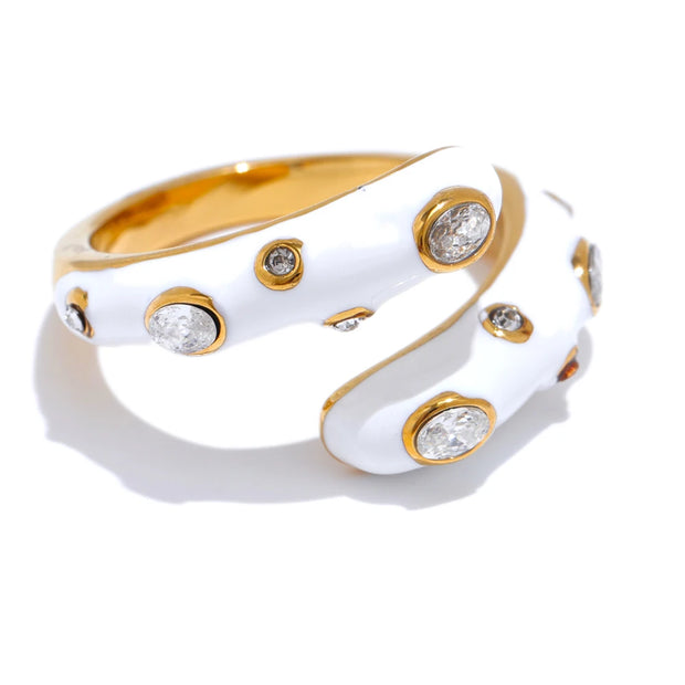 Multi Enamel Cubic Zirconia Open Ring