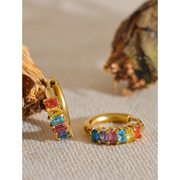 Rainbow Zirconia Hoop Earrings