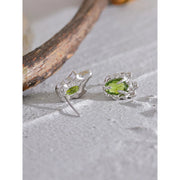 New Green Cubic Zirconia Sterling Silver Geometric Stud Earrings for Women Delicate Luxury Trendy Jewelry Party Gift