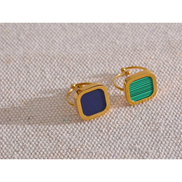 Texture Green Square Acrylic Adjustable Ring