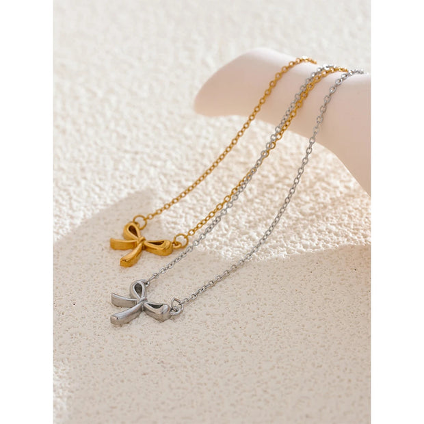 Minimalist Bow Knot Pendant Necklace