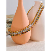 Colorful Cubic Zirconia Cast Chain Necklace & Bracelet