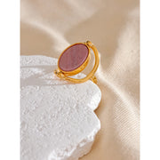 Natural Stone Shell Rotatable Open Ring