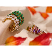 Colorful Zirconia Hoop Earrings