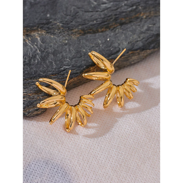 Golden Geometric Stud Earrings