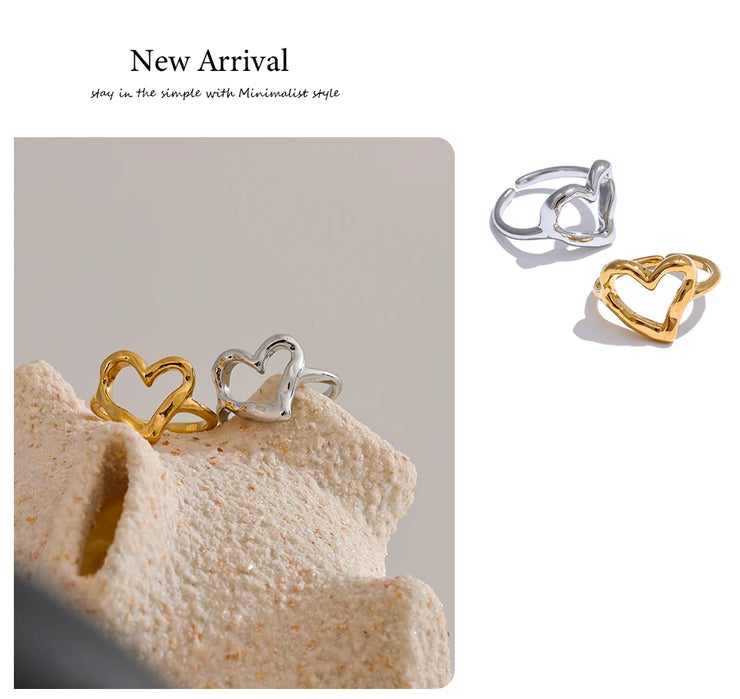 Heart Love Hollow Adjustable Ring