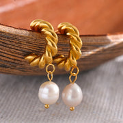 Twisted Pearl Drop Earrings