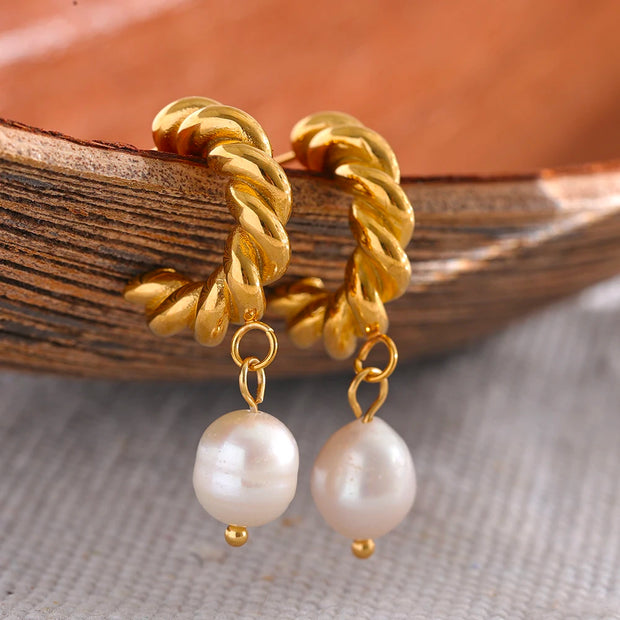 Twisted Pearl Drop Earrings