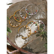 Colorful Zirconia Round Hoop Earrings