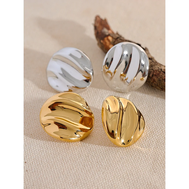 Round Geometric Shiny Stud Earrings