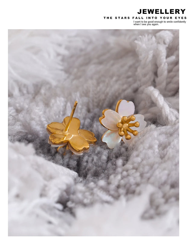 Shell Flower Stud Earrings