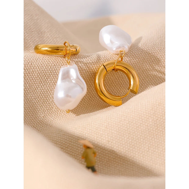 Vintage Baroque Pearl Hoop Earrings