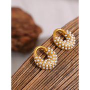 Pearl Geometric Stud Earrings