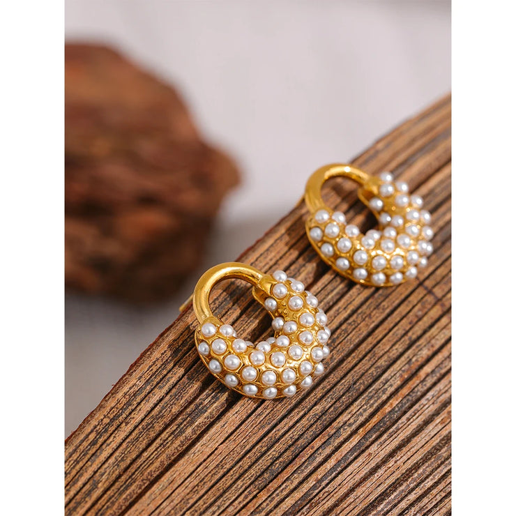 Imitation Pearls Geometric Studs