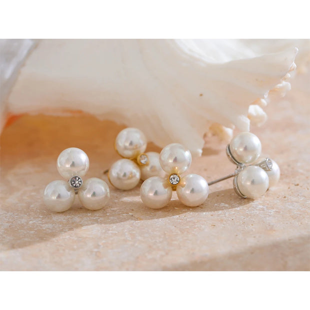 Pearl Flower Stud Earrings