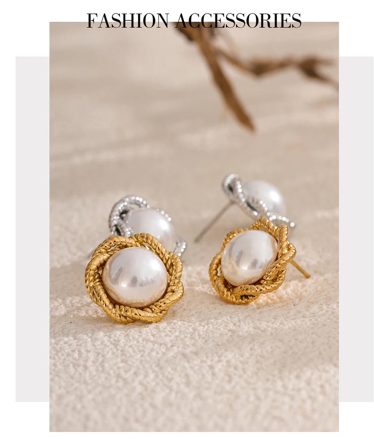 Pearl Flower Stud Earrings