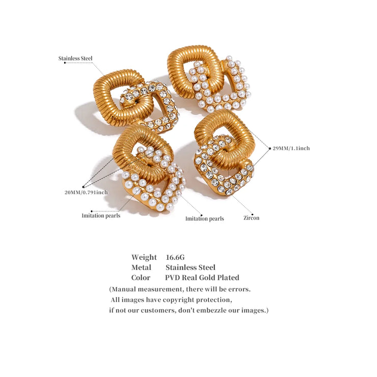 Vintage Square Zirconia Stud Earrings