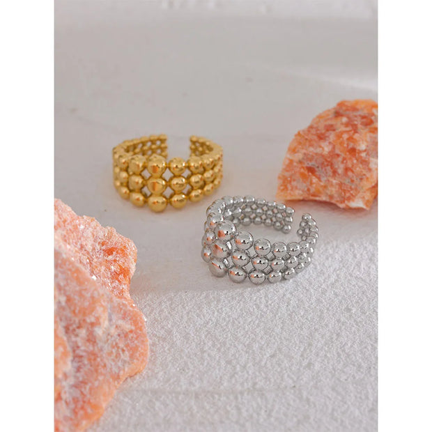 Round Beads Layered Wide Ring