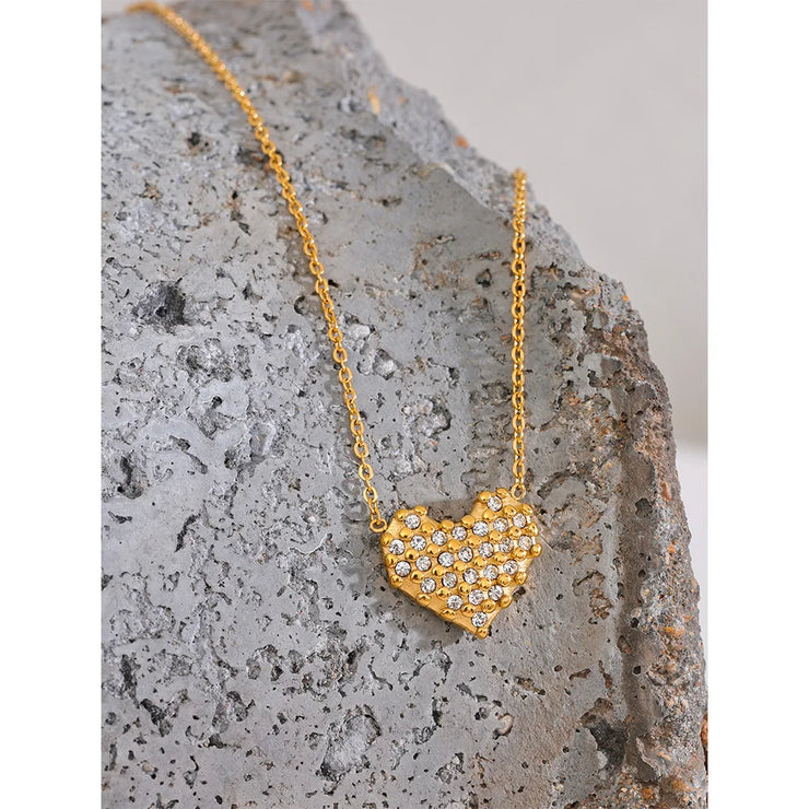 Bling CZ Heart Pendant Necklace