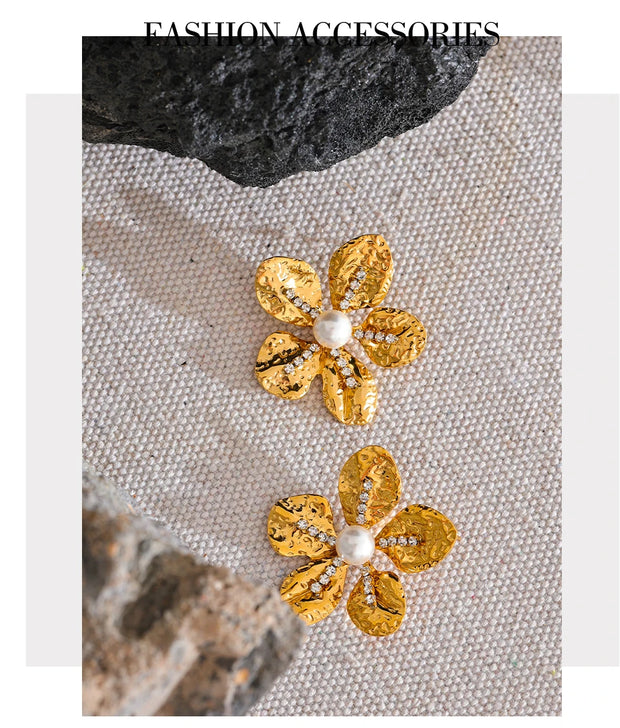 Gold Flower Stud Earrings