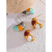 Colorful Enamel Fat Stud Earrings