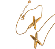 X Letter Pendant Necklace Bracelet Bangle Set