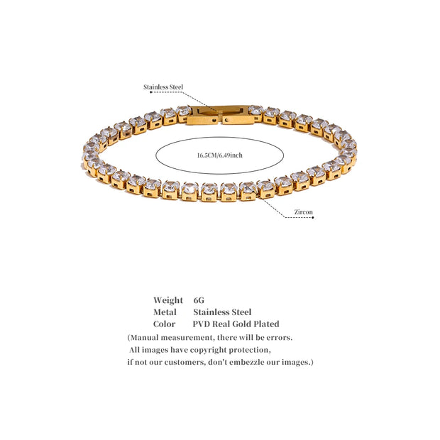 Shiny Cubic Zirconia Chain Wrist Bracelet