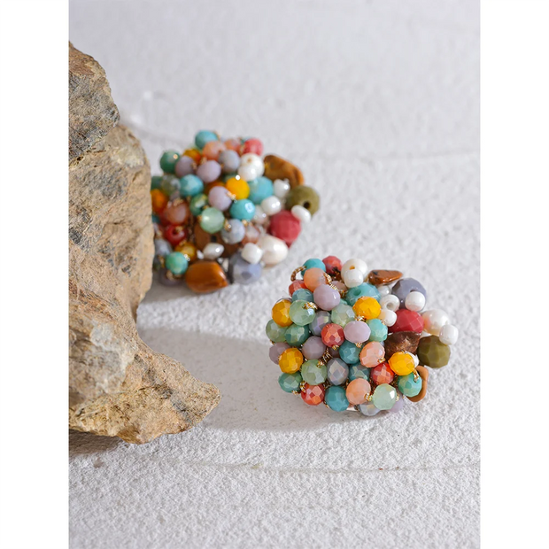 Boho Crystal Stone Stud Earrings