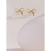 18K Gold Bow Knot Stud Earrings