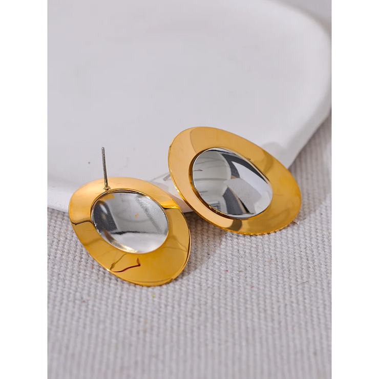 Statement Stainless Steel Metal Smooth Temperament Stud Earrings High Quality Polished Jewelry Waterproof 18K PVD Plated Evry Jewelry