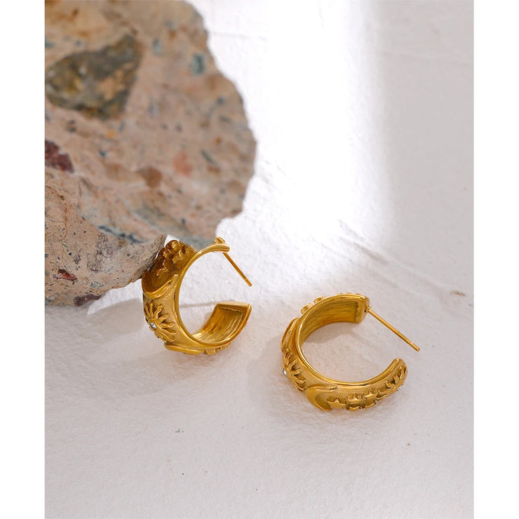 Moon Star Sun Hoop Earrings