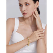 Gold Plated Pearl Cuban Chain Bracelet