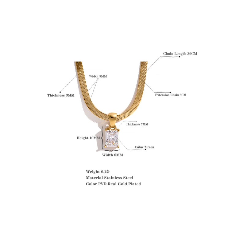 Geometric Square CZ Drop Necklace