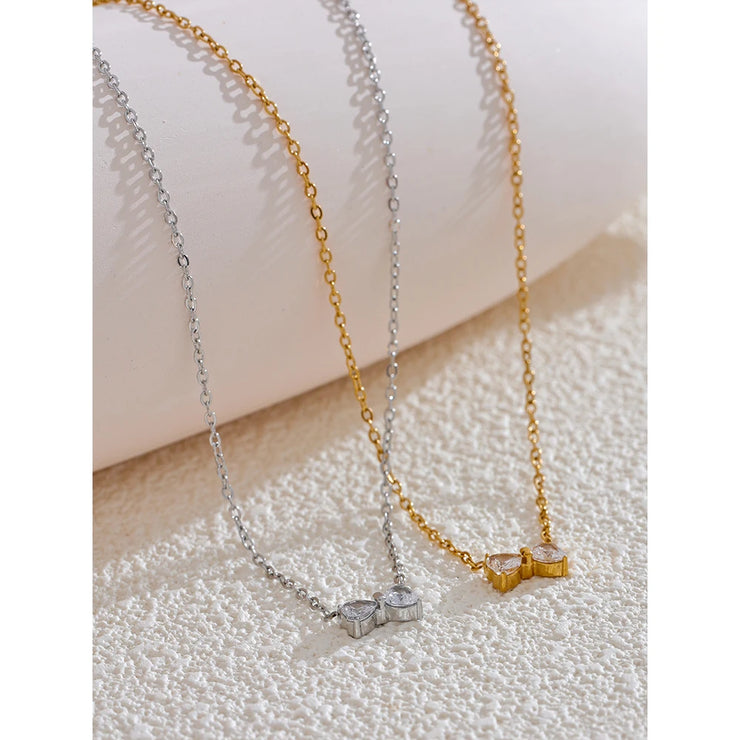 Cubic Zirconia Bow Necklace