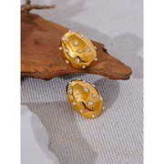 Gold Zircon Pearls Stud