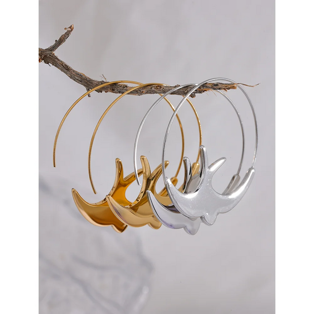 Swallow Bird Thin Hoop Earrings