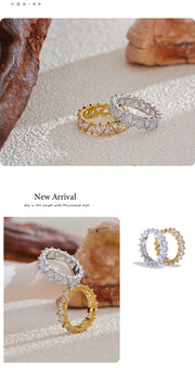 Stainless Steel Delicate Bling Heart Cubic Zirconia Fashion Shiny Ring for Women High Quality Temperament Premium Jewelry